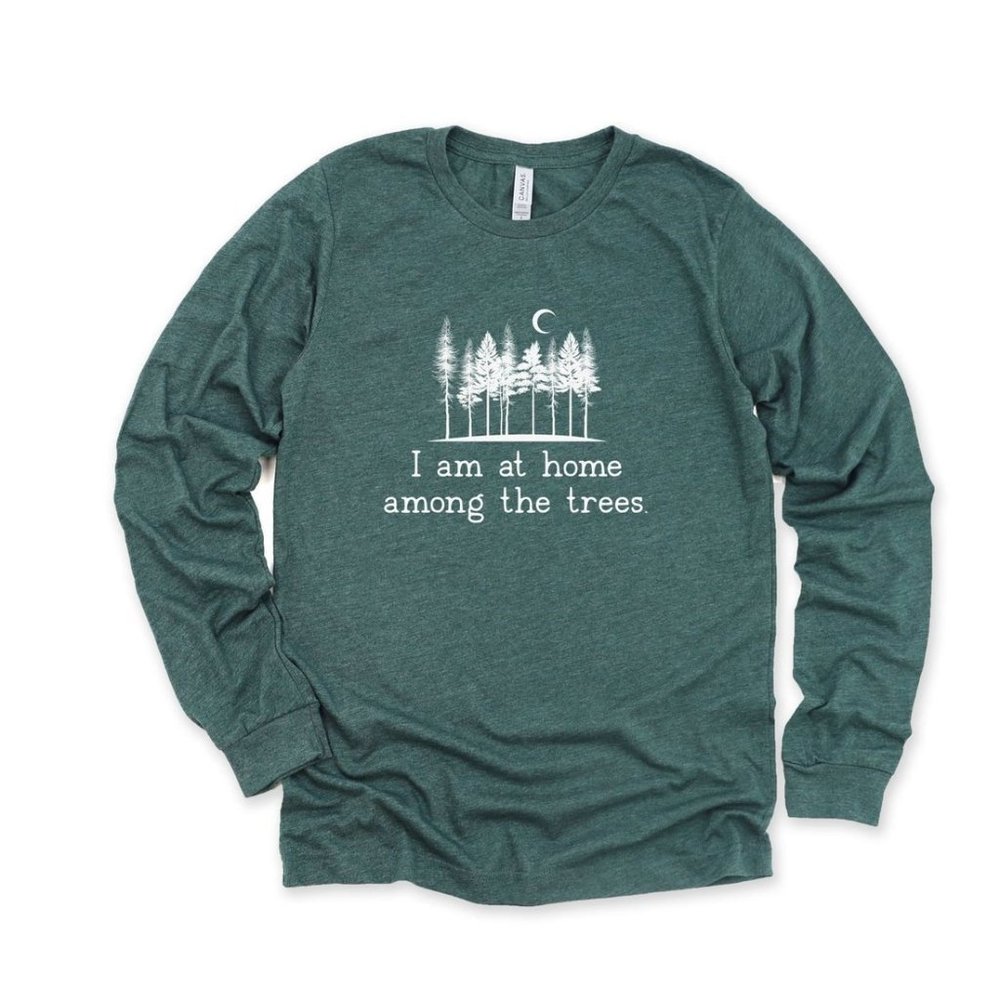 Comfy Soft Sustainable T-Shirt Among the Trees Print Long Sleeve Tshirt
